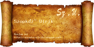 Szopkó Ulrik névjegykártya
